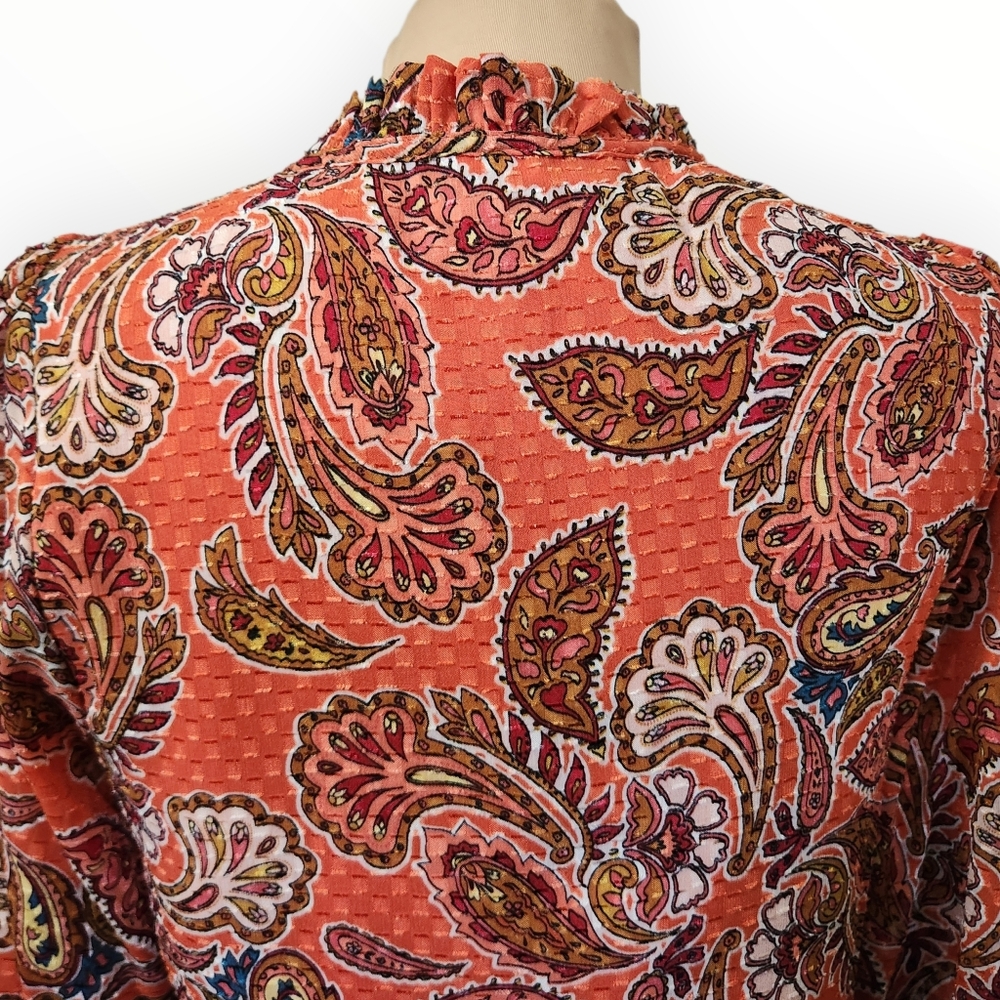 NANETTE LEPORE Dusky Orange Paisley Print Shift Dress - Size 10 - Picture 10 of 16